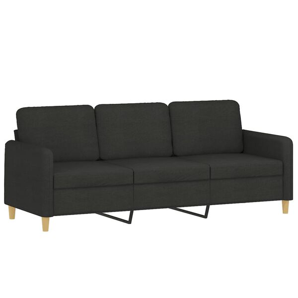 vidaXL 3-Seater Sofa with Throw Pillows Black 180 cm Fabric