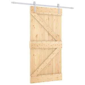 vidaXL Sliding Door 100 x 210 cm Solid Pine Wood Natural and White