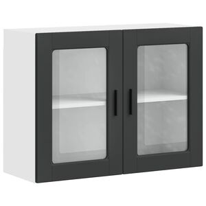 vidaXL Kitchen Wall Cabinet with Glass Door Porto Black