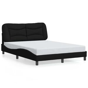 vidaXL Bed Frame without Mattress "Hvar" Black 137x190 cm Double Fabric