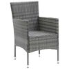 vidaXL 3 Piece Garden Dining Set with Cushions Poly Rattan Grey
