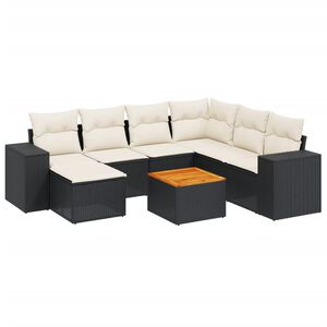 vidaXL 8 Piece Garden Sofa Set with Cushions Black Poly Rattan