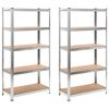 vidaXL 5-Layer Heavy-duty Shelves 2 pcs Silver Steel&Engineered Wood