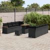 vidaXL Garden Sofa Set with Cushion 12 pcs Black Poly Rattan