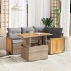 vidaXL 5 Piece Garden Sofa Set with Cushions Beige Poly Rattan Acacia
