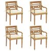 vidaXL Batavia Chairs with Cushions 4 pcs Solid Teak Wood