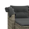 vidaXL Garden Sofa 2-Seater with Canopy and Stools Light Grey Poly Rattan