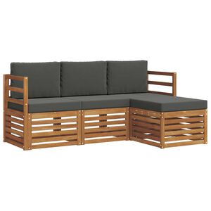 vidaXL Outdoor Sofa Set 4 pcs Natural and Anthracite