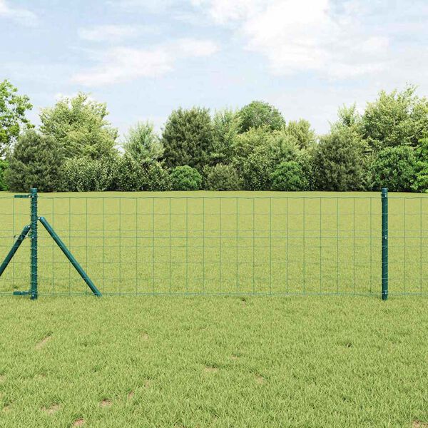 vidaXL Fence with Post Green 0.8 x 10 m Steel