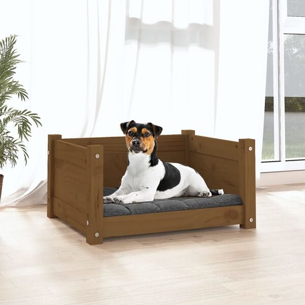 vidaXL Dog Bed Honey Brown 55.5x45.5x28 cm Solid Pine Wood