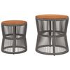 vidaXL Garden Side Tables 2 pcs with Wooden Top Grey Poly Rattan