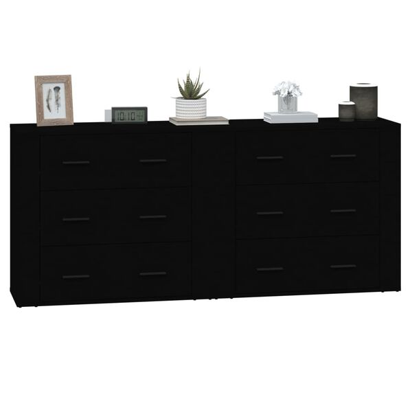 vidaXL Sideboards 2 pcs Black Engineered Wood