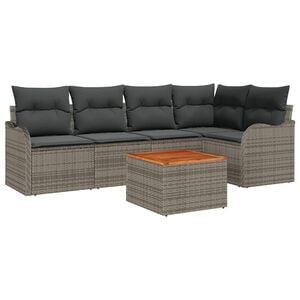 vidaXL Garden Sofa Set with Cushion 6 pcs Grey Poly Rattan