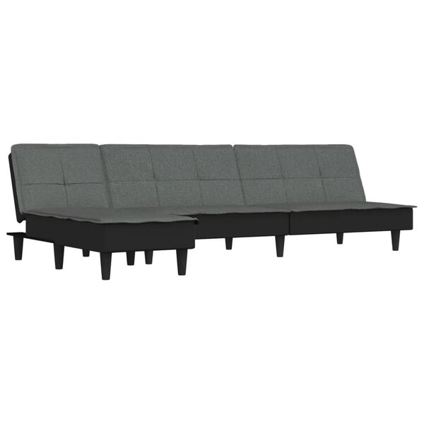 vidaXL L-shaped Sofa Bed Dark Grey 255x140x70 cm Fabric