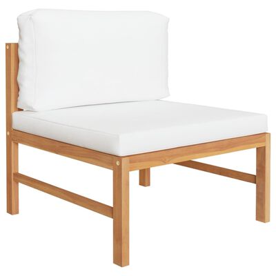 vidaXL 10 Piece Garden Lounge Set with Cream Cushions Solid Teak Wood