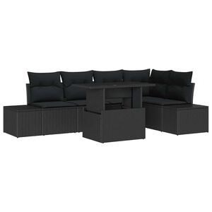 vidaXL Garden Sofa Set with Storage 6 pcs Black Poly rattan