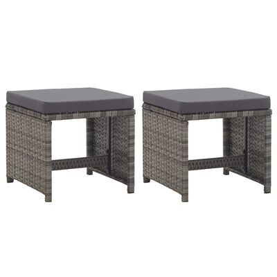 vidaXL Garden Stools with Cushions 2 pcs Poly Rattan Anthracite