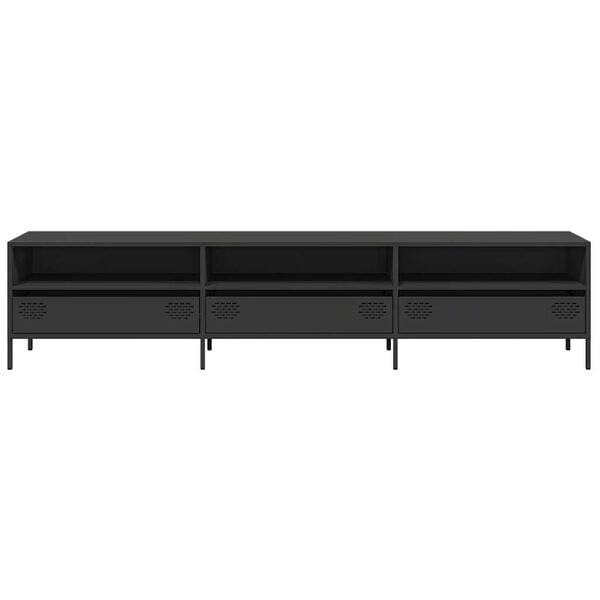 vidaXL TV Cabinet Black 202x39x43.5 cm Cold-rolled Steel