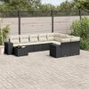 vidaXL 10 Piece Garden Sofa Set with Cushions Black Poly Rattan