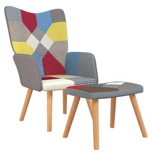 vidaXL Relaxing Chair with a Stool Patchwork Fabric