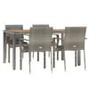 vidaXL 5 Piece Garden Dining Set with Cushions Grey Poly Rattan