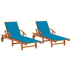 vidaXL Sun Loungers 2 pcs with Cushions Solid Wood Acacia