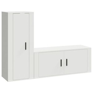 vidaXL 2 Piece TV Cabinet Set White Engineered Wood