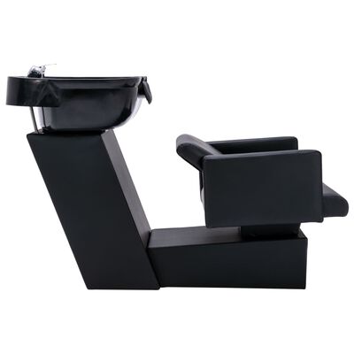 vidaXL Shampoo Chair with Washbasin Black 129x59x82 cm Faux Leather