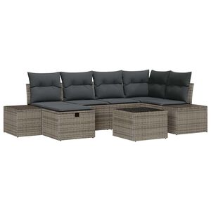 vidaXL Sofa Set with Cushion 7 pcs Poly Rattan