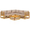vidaXL 6 Piece Garden Lounge Set with Taupe Cushions Solid Wood