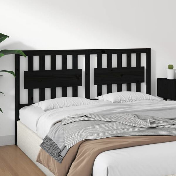 vidaXL Bed Headboard Black 155.5x4x100 cm Solid Wood Pine