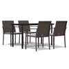 vidaXL 5 Piece Garden Dining Set with Cushions Poly Rattan and Steel