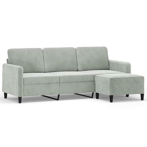 vidaXL 3-Seater Sofa with Footstool Black 180 cm Velvet