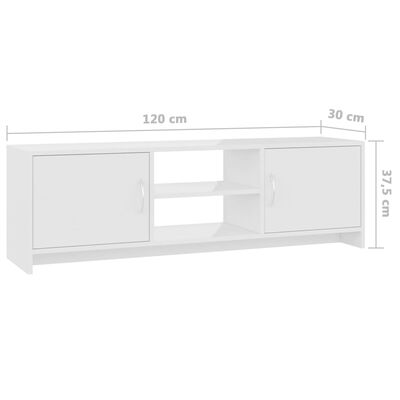 vidaXL TV Cabinet High Gloss White 120x30x37.5 cm Engineered Wood