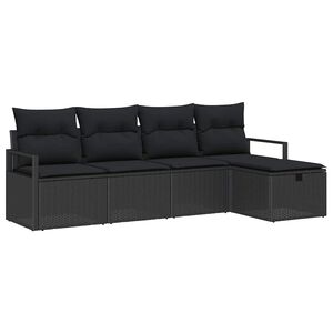 vidaXL Garden Sofa Set with Cushion 5 pcs Black Poly rattan
