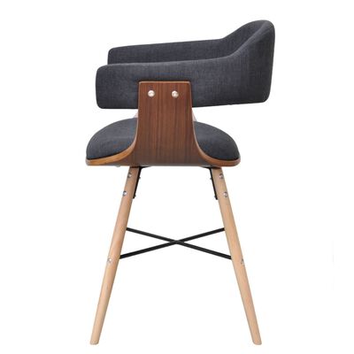 vidaXL Dining Chairs 2 pcs Dark Grey Bent Wood and Fabric