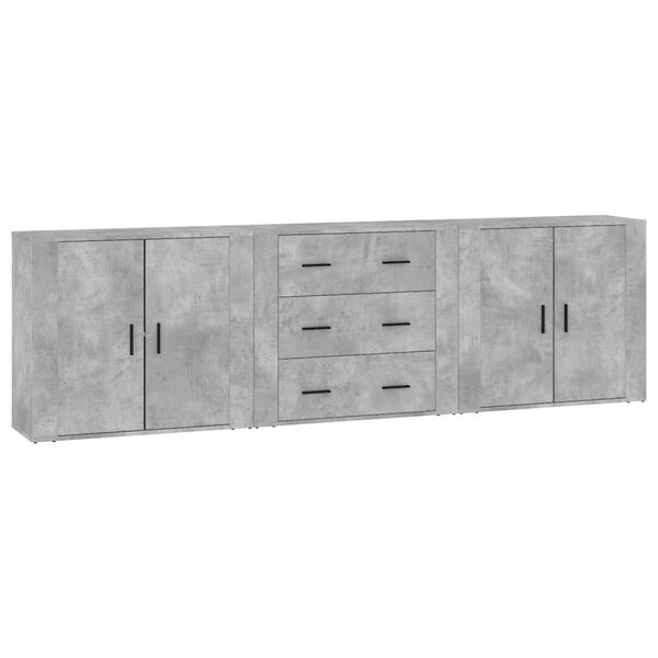 vidaXL Sideboards 3 pcs Concrete Grey Engineered Wood