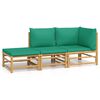 vidaXL 3 Piece Garden Lounge Set with Green Cushions Bamboo