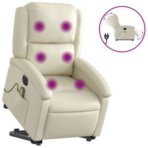 vidaXL Electric Stand up Massage Recliner Chair Cream Faux Leather