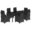 vidaXL 7 Piece Garden Dining Set with Cushions Black Poly Rattan