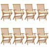 vidaXL Garden Chairs with Cream White Cushions 8 pcs Solid Teak Wood
