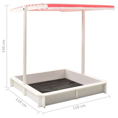 vidaXL Sandbox with Adjustable Roof Fir Wood White and Red UV50