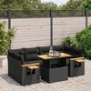 vidaXL 7 Piece Garden Sofa Set with Cushions Black Poly Rattan