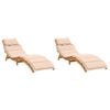 vidaXL Sun Loungers with Cushions 2 pcs Beige Solid Wood Acacia