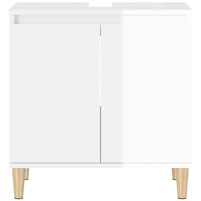 vidaXL Sink Cabinet High Gloss White 58x33x60 cm Engineered Wood