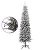 vidaXL Artificial Slim Christmas Tree with Flocked Snow 210 cm PVC&PE