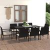 vidaXL 9 Piece Garden Dining Set Poly Rattan Black