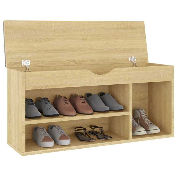 vidaXL Shoe Bench with Cushion Sonoma Oak 104x30x49 cm Engineered Wood