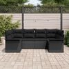 vidaXL Garden Sofa Set with Cushion 6 pcs Black Poly Rattan