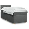 vidaXL Box Spring Bed with Mattress Dark Grey King Single Fabric